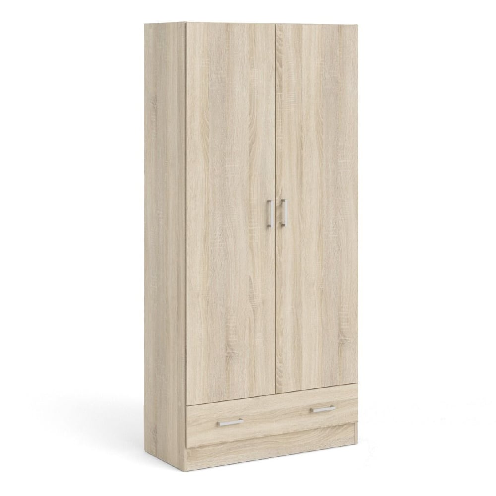 Read more about Scalia wooden wardrobe with 2 doors 1 drawer in oak