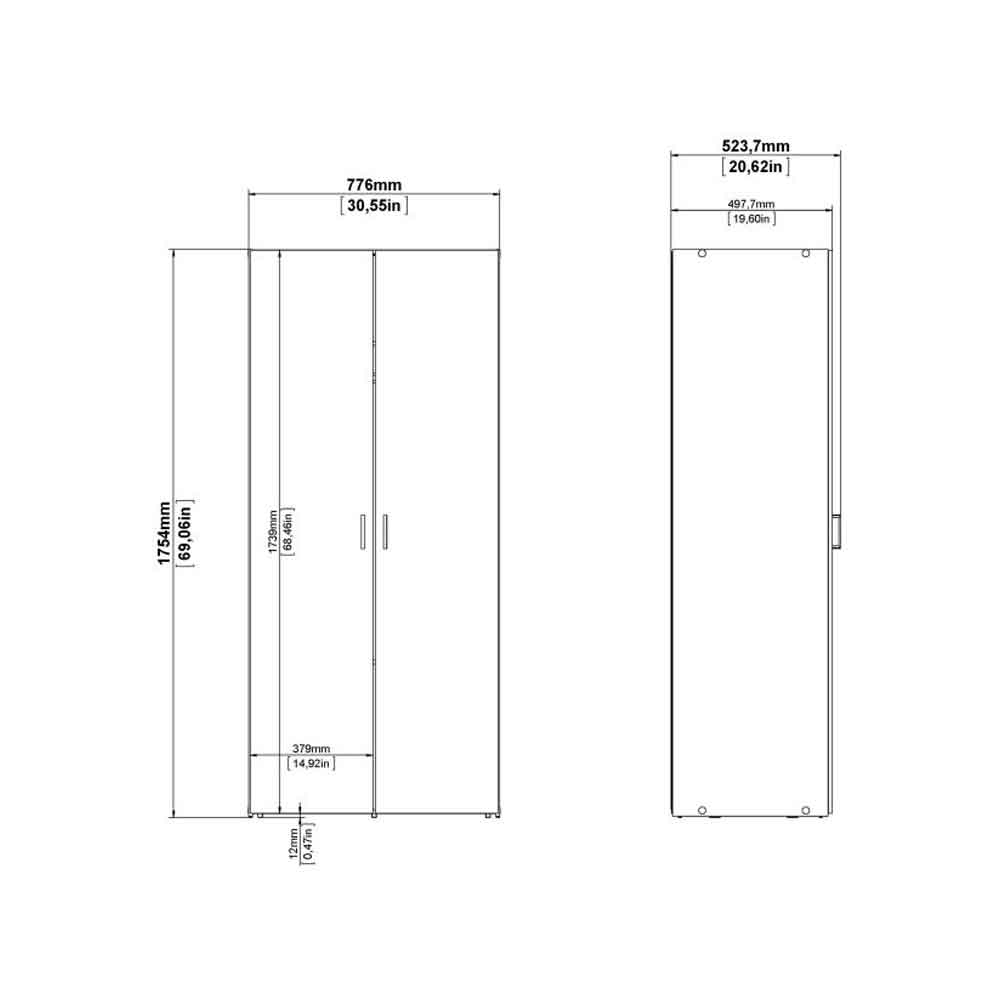 Scalia Wooden Wardrobe With 2 Doors In White