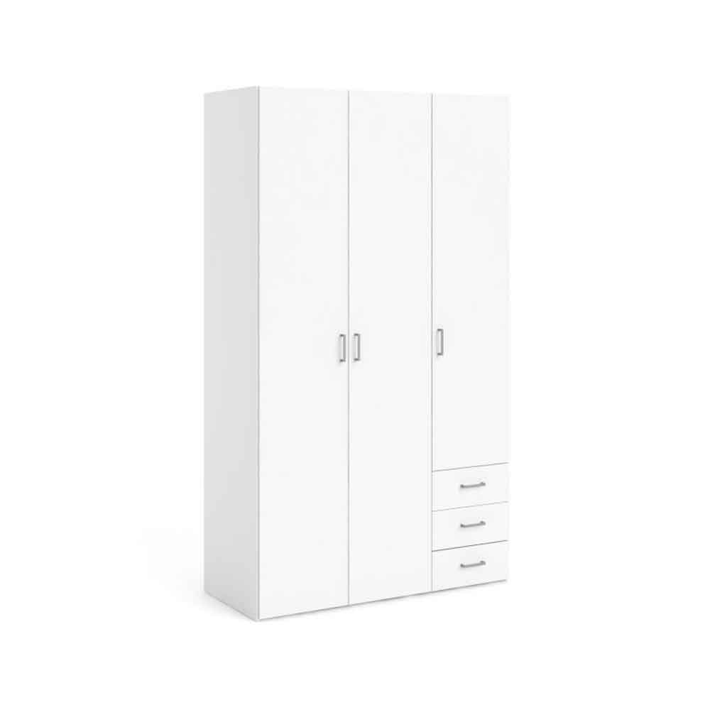 Scalia Wooden Wardrobe With 3 Doors 3 Drawers In White