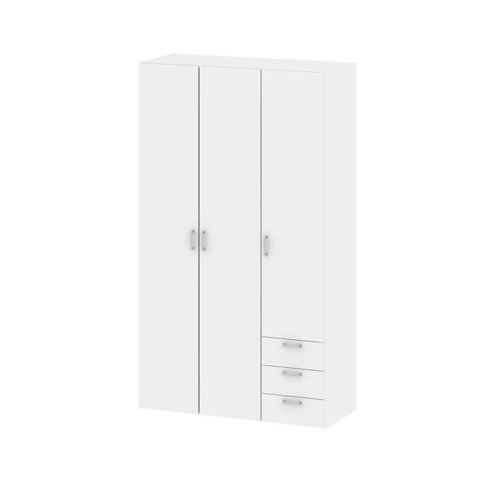 Scalia Wooden Wardrobe With 3 Doors 3 Drawers In White