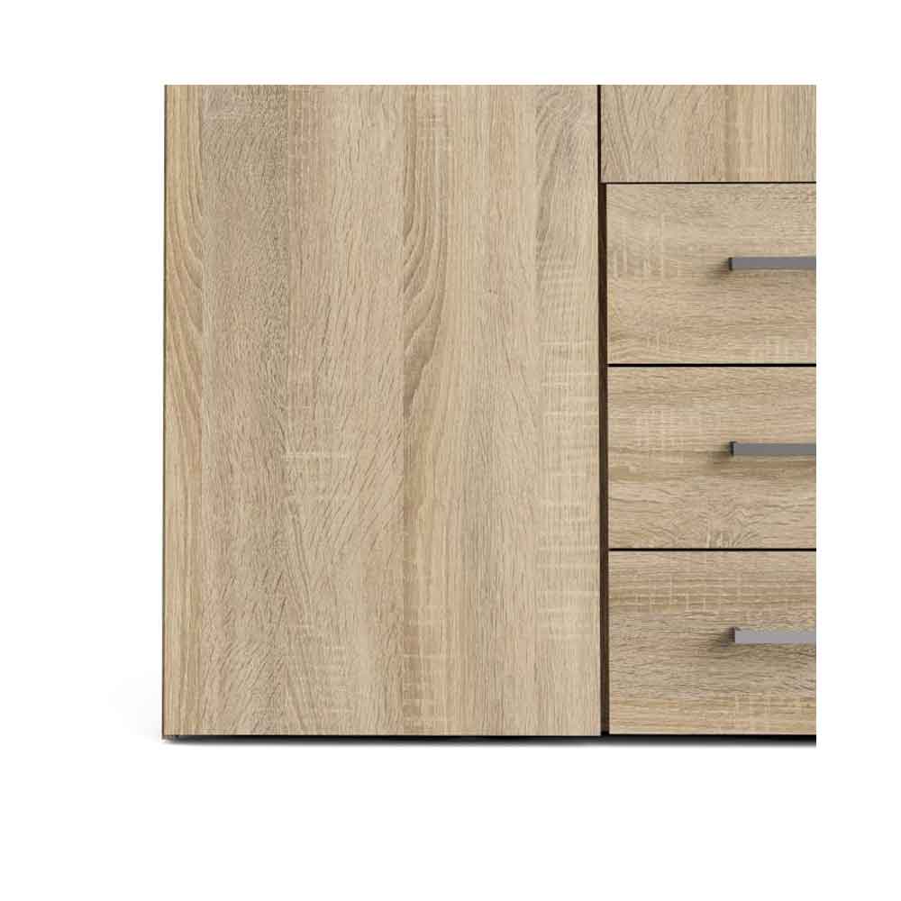 Scalia Wooden Wardrobe With 4 Doors 3 Drawers In Oak