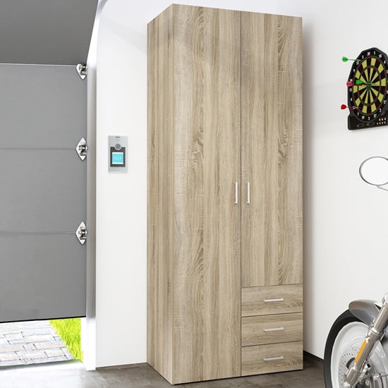 Product photograph of Scalia Wooden Wardrobe In Oak With 2 Doors 3 Drawers from Furniture in Fashion
