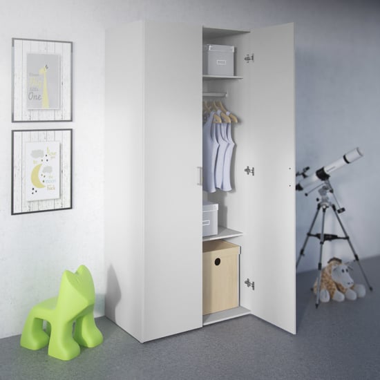 Scalia Wooden Wardrobe In White With 2 Doors_2