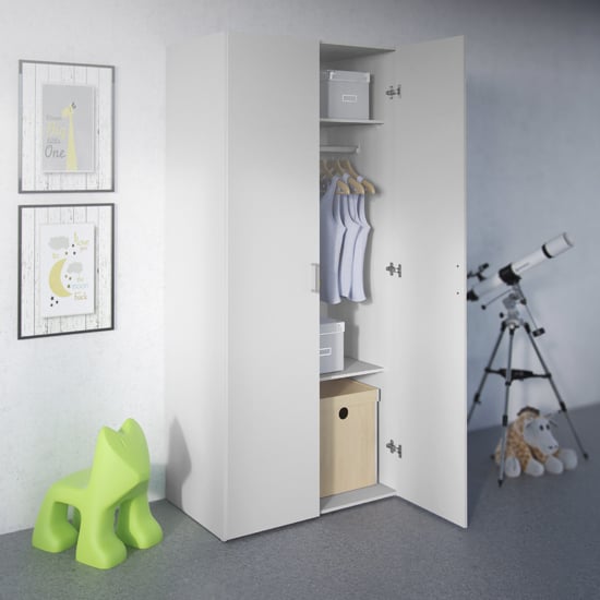 Scalia Wooden Wardrobe With 2 Doors In White
