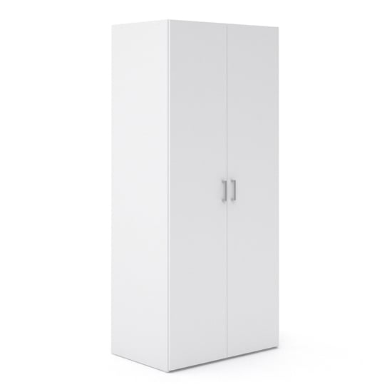 Product photograph of Scalia Wooden Wardrobe In White With 2 Doors from Furniture in Fashion