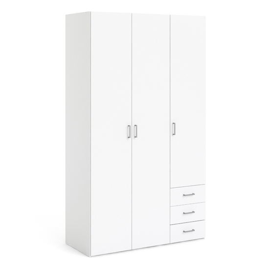 Scalia Wooden Wardrobe With 3 Doors 3 Drawers In White