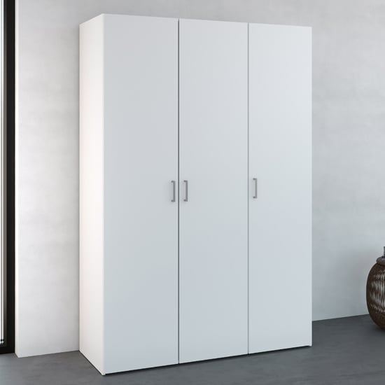 Scalia Wooden Wardrobe In White With 3 Doors