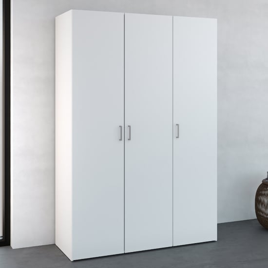 Product photograph of Scalia Wooden Wardrobe In White With 3 Doors from Furniture in Fashion