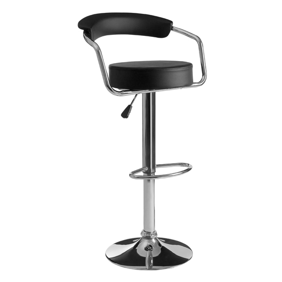Scalo Black Faux Leather Bar Chairs With Chrome Base In A Pair