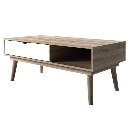 Photo of Scandia wooden coffee table in oak and white