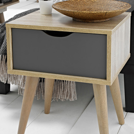 Scandia Wooden Lamp Table In Oak And Grey