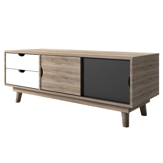 Scandia Wooden TV Stand In Oak And Grey