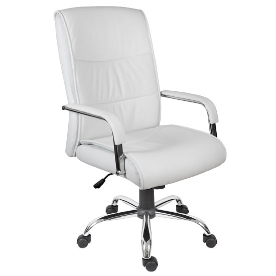 Scanon Executive Office Chair In White PU With Castors