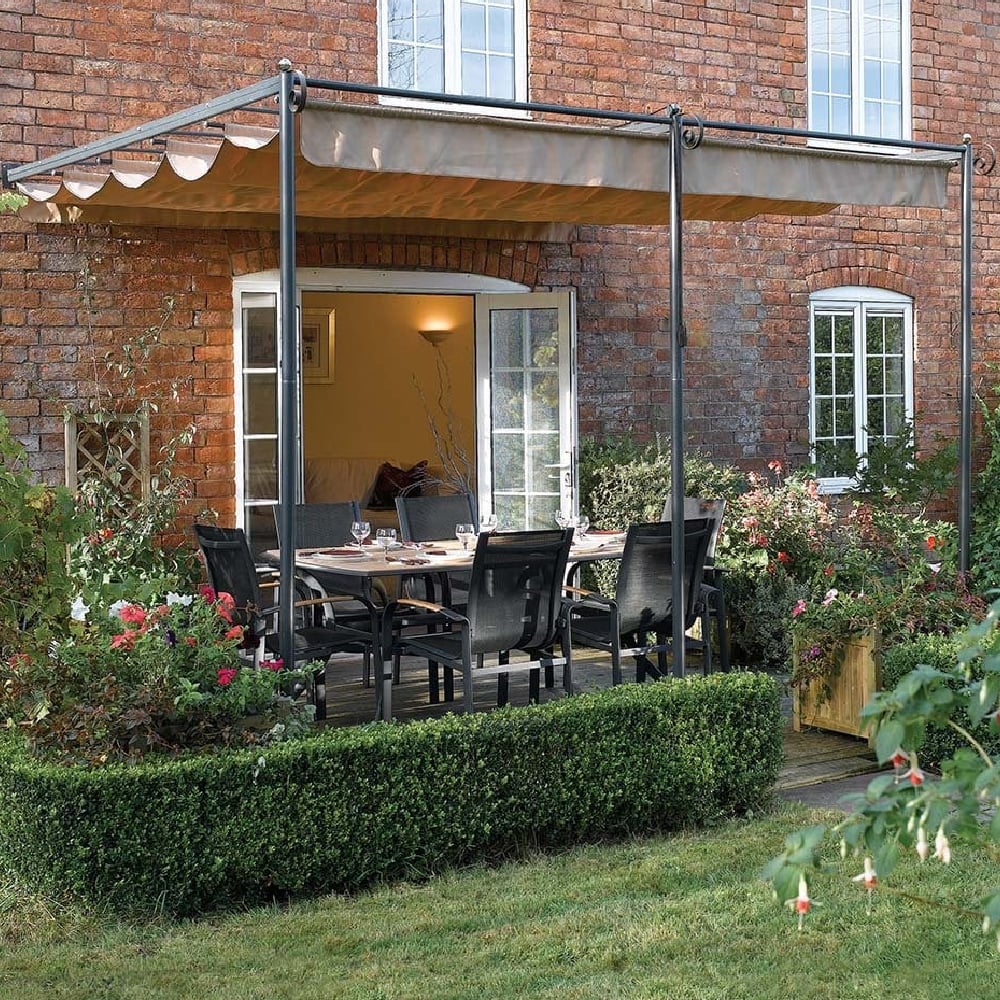 Scarborough Aluminium Garden Canopy In Gunmetal Grey