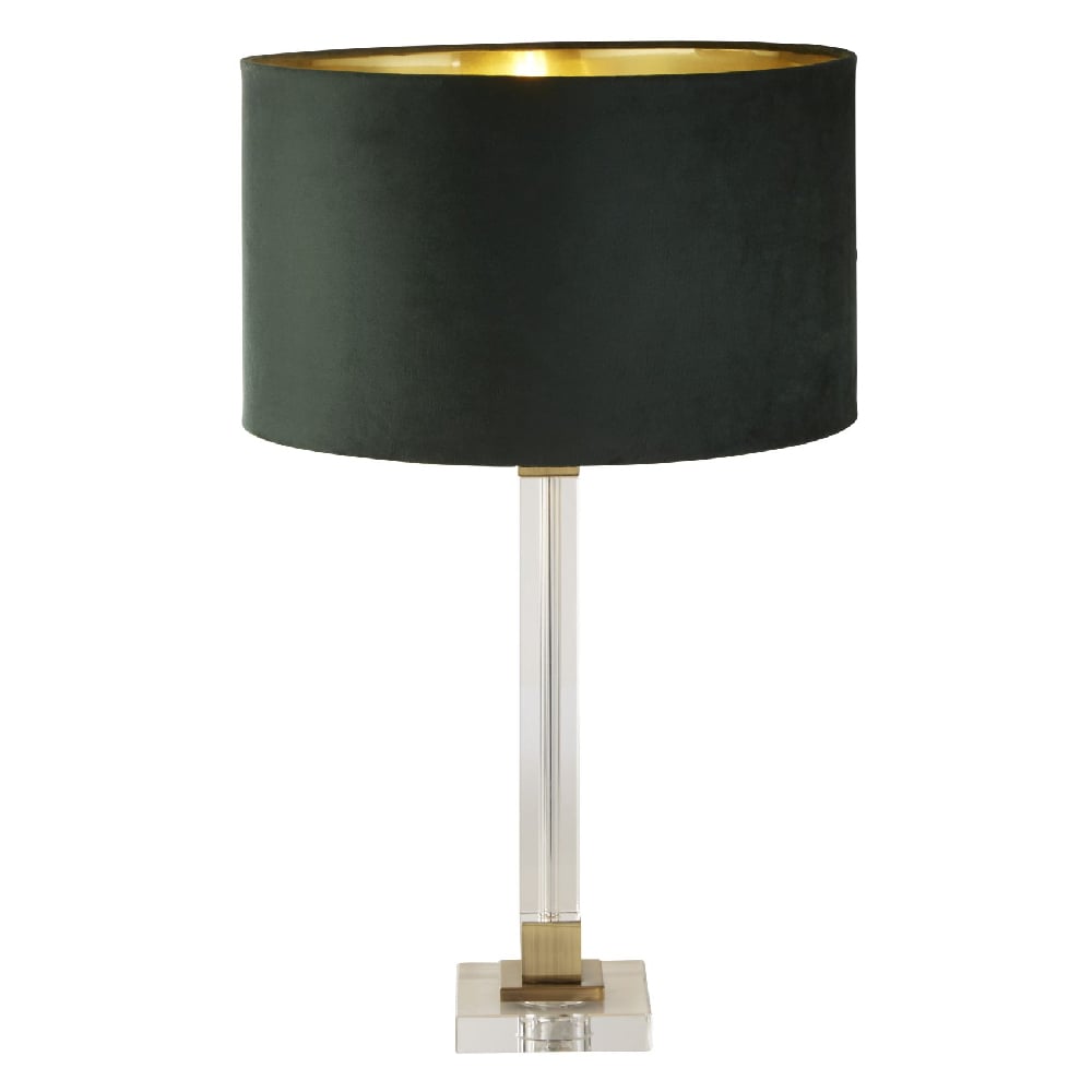 Read more about Scarborough green velvet shade table lamp in crystal base
