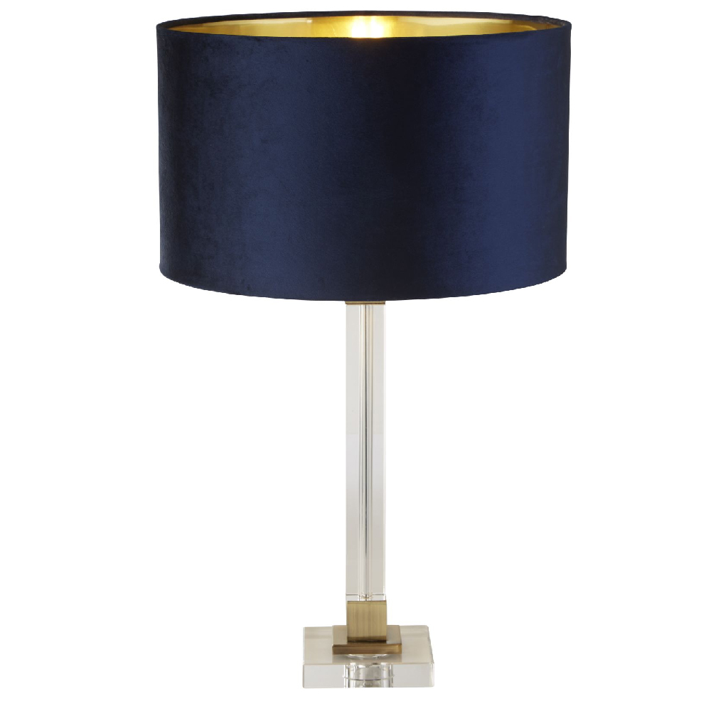 Read more about Scarborough navy velvet shade table lamp in crystal base