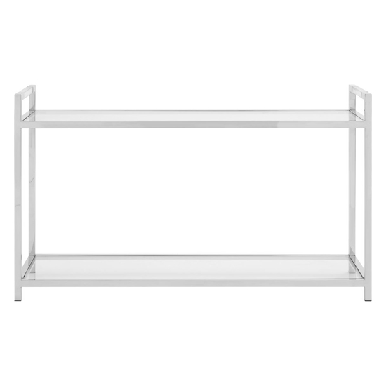 Sceptrum Clear Glass Top Console Table With Silver Steel Base