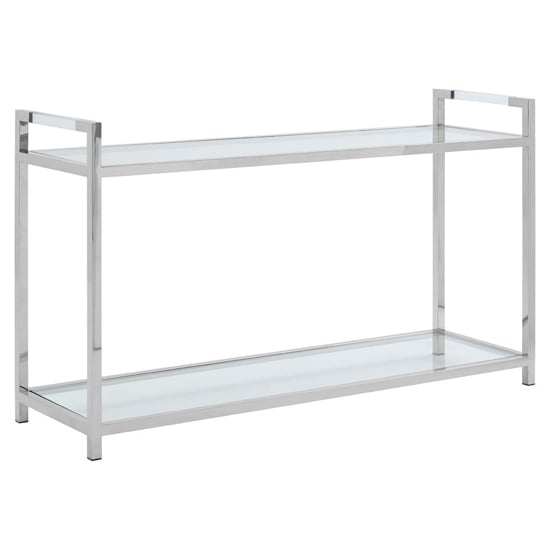 Sceptrum Clear Glass Top Console Table With Silver Steel Base_1