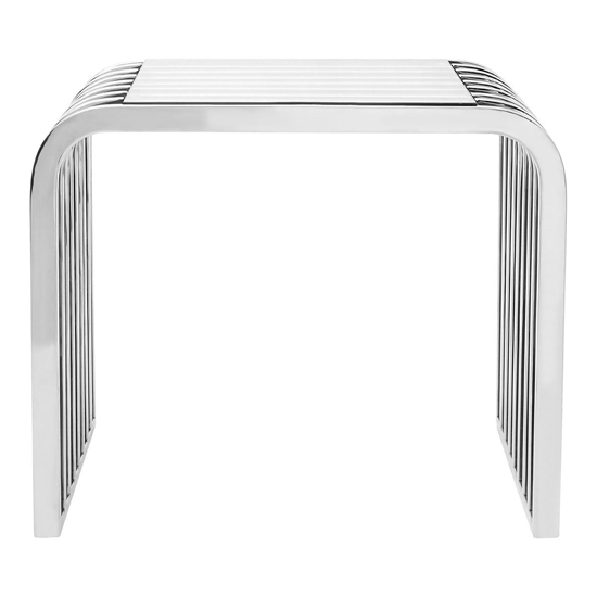Sceptrum Curved Clear Glass End Table With Steel Frame