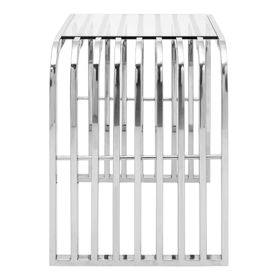 Sceptrum Curved Clear Glass End Table With Steel Frame