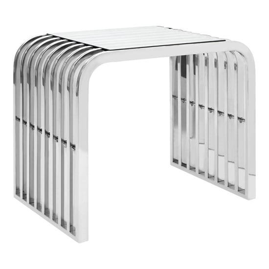 Sceptrum Curved Clear Glass End Table With Steel Frame