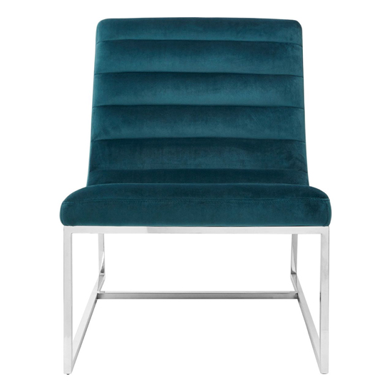 Sceptrum Curved Velvet Lounge Chair With Steel Frame In Teal