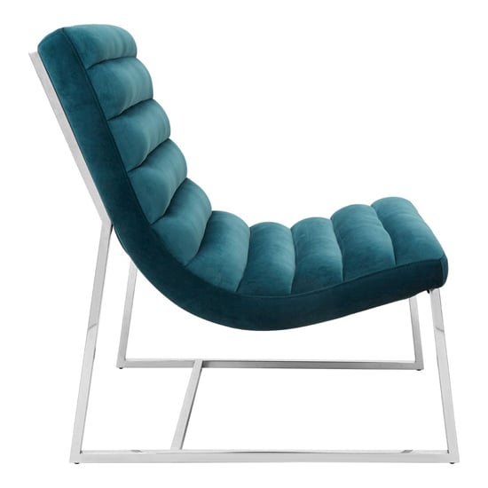 Sceptrum Curved Velvet Lounge Chair With Steel Frame In Teal