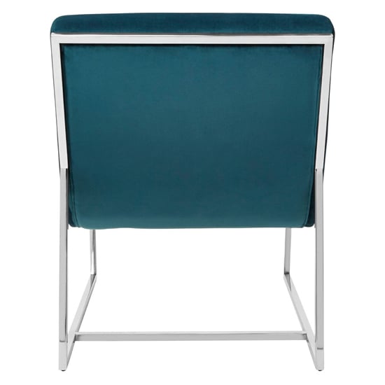 Sceptrum Curved Velvet Lounge Chair With Steel Frame In Teal
