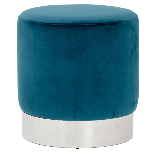 Sceptrum Round Velvet Stool With Silver Steel Base In Teal_3