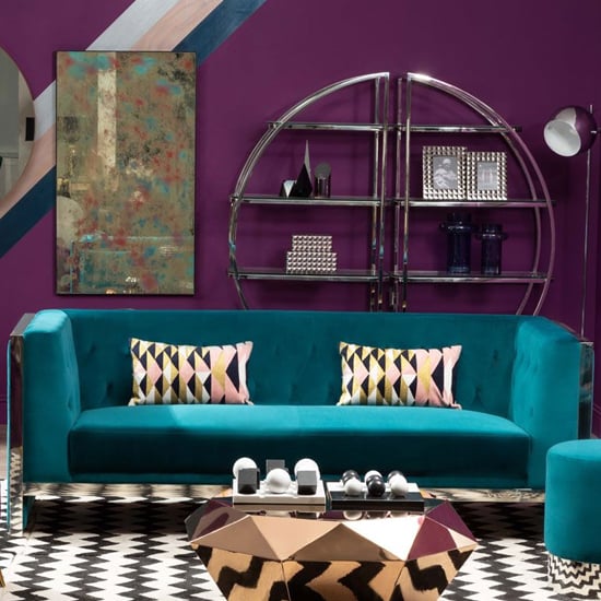 Product photograph of Sceptrum Velvet 3 Seater Sofa With Steel Frame In Teal from Furniture in Fashion
