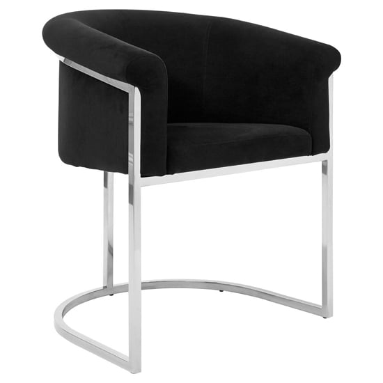 Sceptrum Velvet Dining Chair With Steel Frame In Black_1