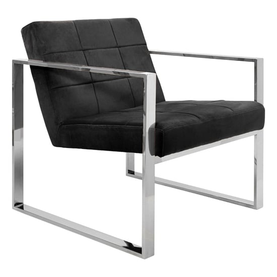 Photo of Sceptrum velvet lounge chair with steel frame in black