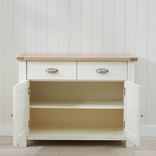 Sandra Wooden Sideboard With 2 Doors 2 Drawers In Oak And Cream_3