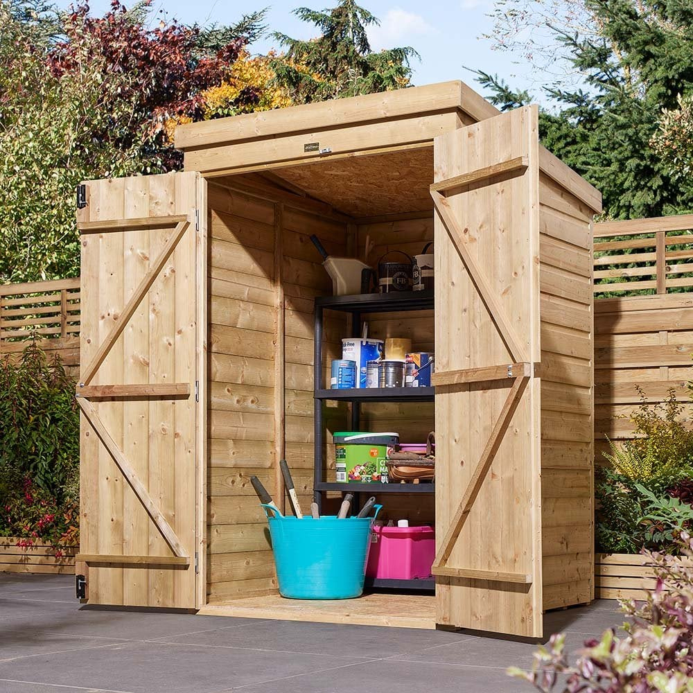 Schijndel Wooden Garden Pent Shed With 2 Doors In Natural