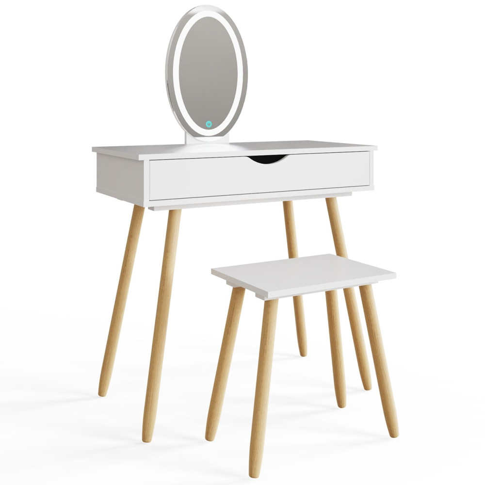 Schofield Wooden Dressing Table Set In White