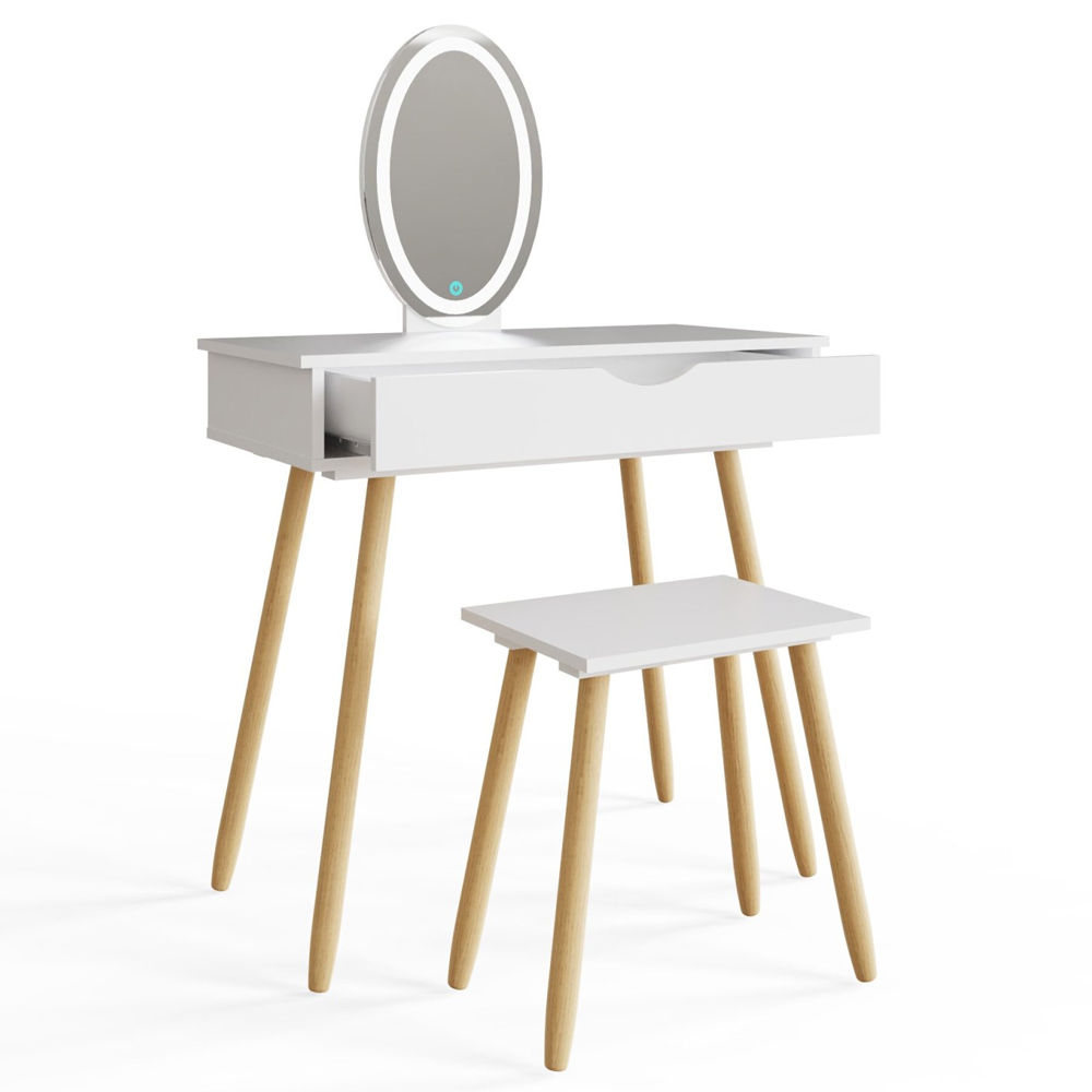 Schofield Wooden Dressing Table Set In White
