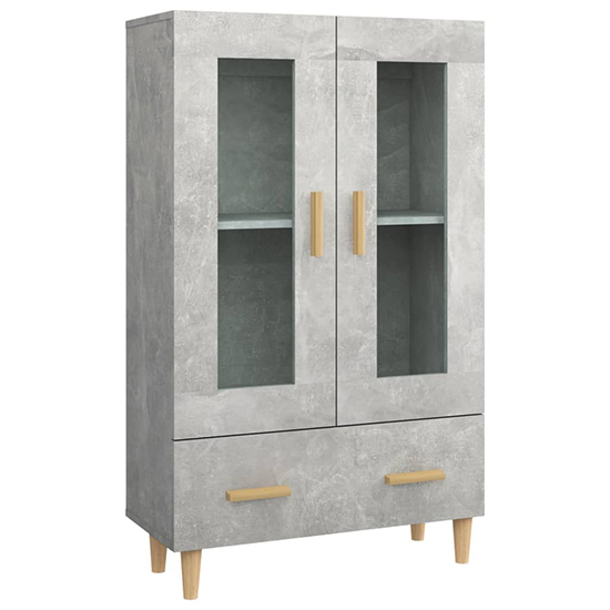 Scipo Wooden Highboard With 2 Doors 1 Drawers In Concrete Effect