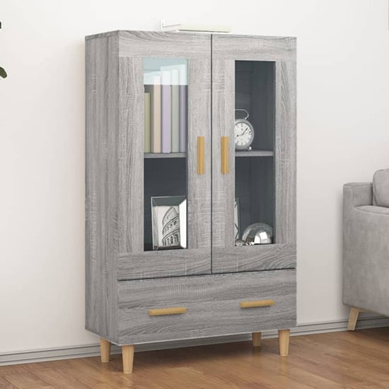 Product photograph of Scipo Wooden Highboard With 2 Doors 1 Drawers In Grey Sonoma Oak from Furniture in Fashion