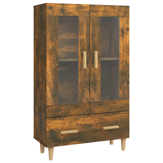 Scipo Wooden Highboard With 2 Doors 1 Drawers In Smoked Oak