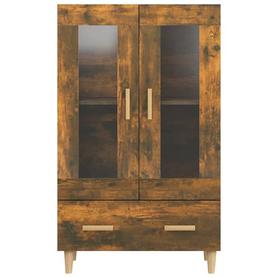 Scipo Wooden Highboard With 2 Doors 1 Drawers In Smoked Oak