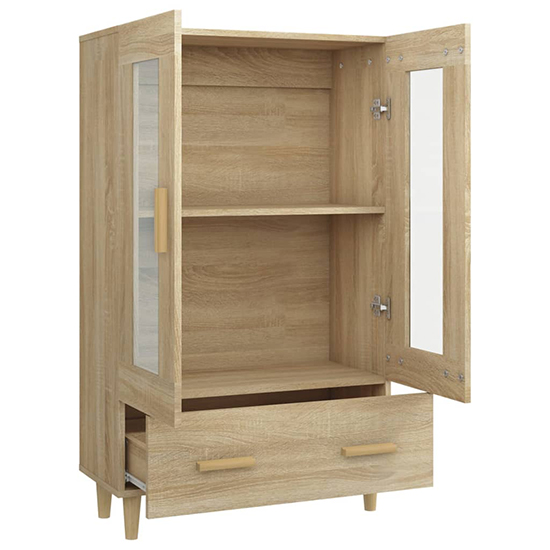 Scipo Wooden Highboard With 2 Doors 1 Drawers In Sonoma Oak