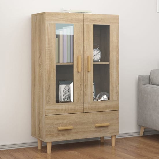 Photo of Scipo wooden highboard with 2 doors 1 drawers in sonoma oak