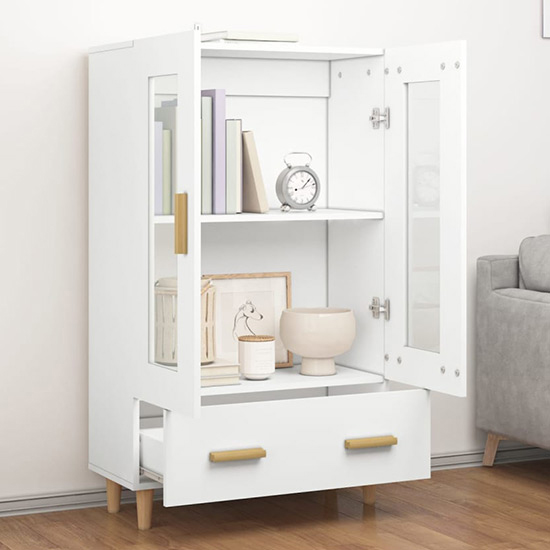Scipo Wooden Highboard With 2 Doors 1 Drawers In White