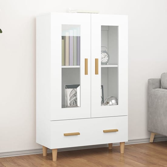 Product photograph of Scipo Wooden Highboard With 2 Doors 1 Drawers In White from Furniture in Fashion