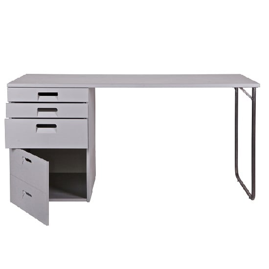 Starc Computer Desk In Grey Pine With 3 Drawers and 1 Door_4