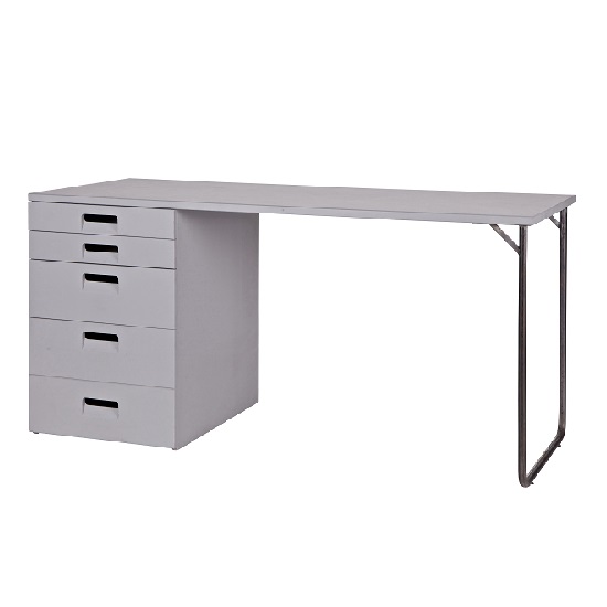 Starc Computer Desk In Grey Pine With 3 Drawers and 1 Door_5