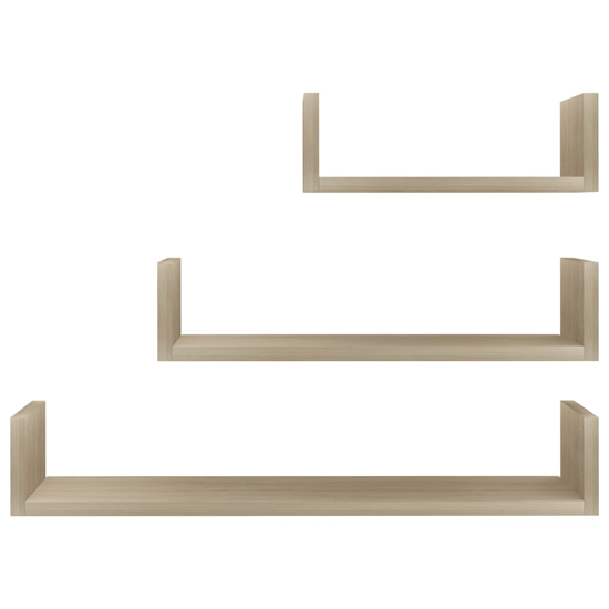 Scotia Set Of 3 Wooden Wall Display Shelf In Sonoma Oak