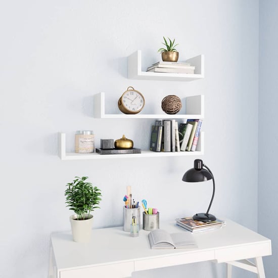 Scotia Set Of 3 Wooden Wall Display Shelf In White