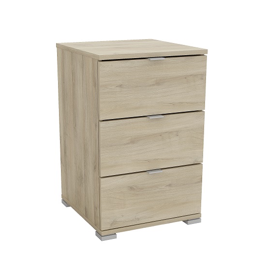 Scott Wooden Bedside Cabinet In Kronberg Oak With 3 Drawers Scott Wooden Bedside Cabinet In Kronberg Oak With 3 Drawers