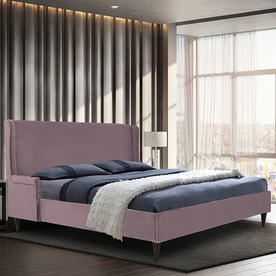 Read more about Scottsbluff plush velvet double bed in pink